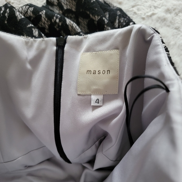 Mason Black Lace Overlay Strapless Mini Dress Bust Wire Boning Dress Size 4 - Picture 8 of 13